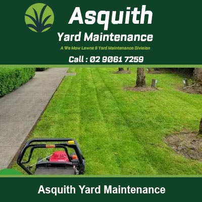 Lawn mower on a freshly cut green lawn in Asquith